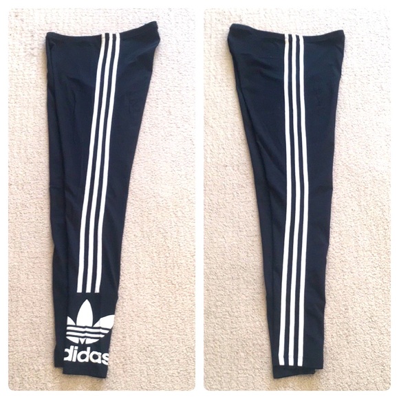 adidas Pants - Adidas Leggings - Size XS - Black with White Stripes - Stretchy and Styl…